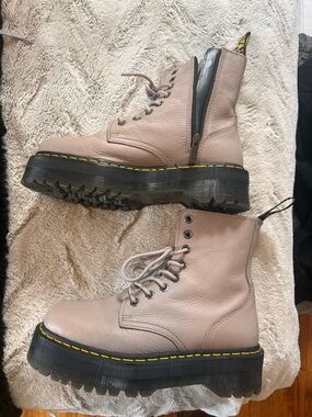 Dr. Martens Pink Taupe Platform Combat Boots